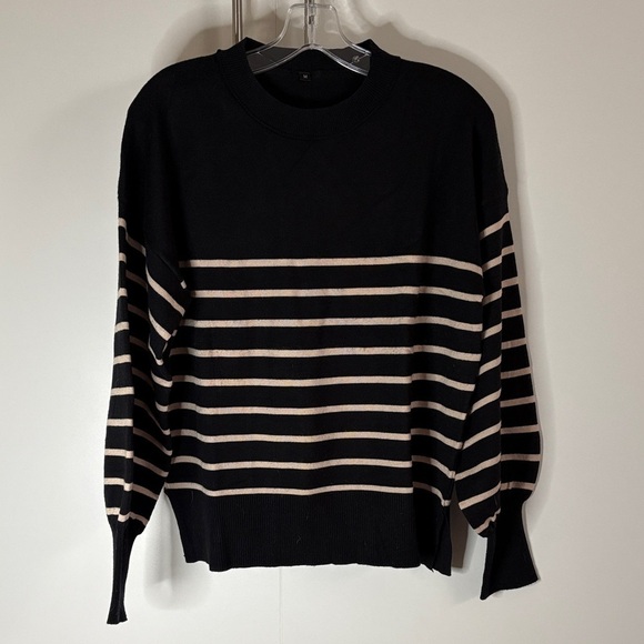 Amazon Sweaters - Amazon Set Black and Cream Striped Women's Sweater & Pants